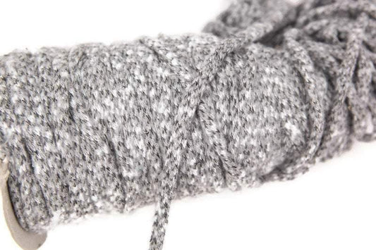 Heather Gray Fuzzy Sweater Knit Trim Spaghetti Straps Hollow Tube Tubular Trim 5 yards ATN00728 - Felinus Fabrics