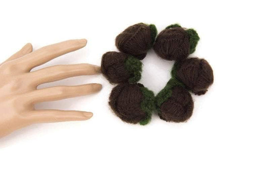 Dark Brown Rounded Flower Knit Crochet 6 Pieces for Newborn Headbands Toddlers Accessories  ATN00189 - Felinus Fabrics