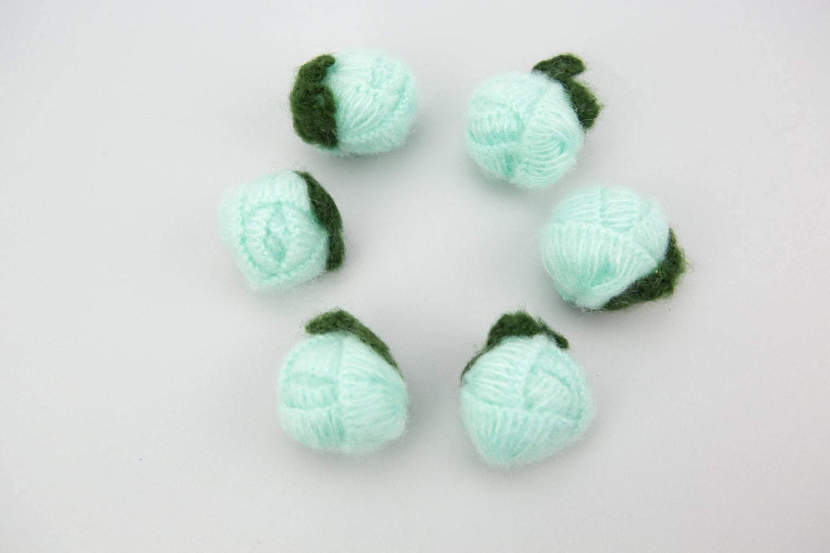 Mint Rounded Flower Knit Crochet 6 Pieces for Newborn Headbands Toddlers Accessories  NTN00006 - Felinus Fabrics