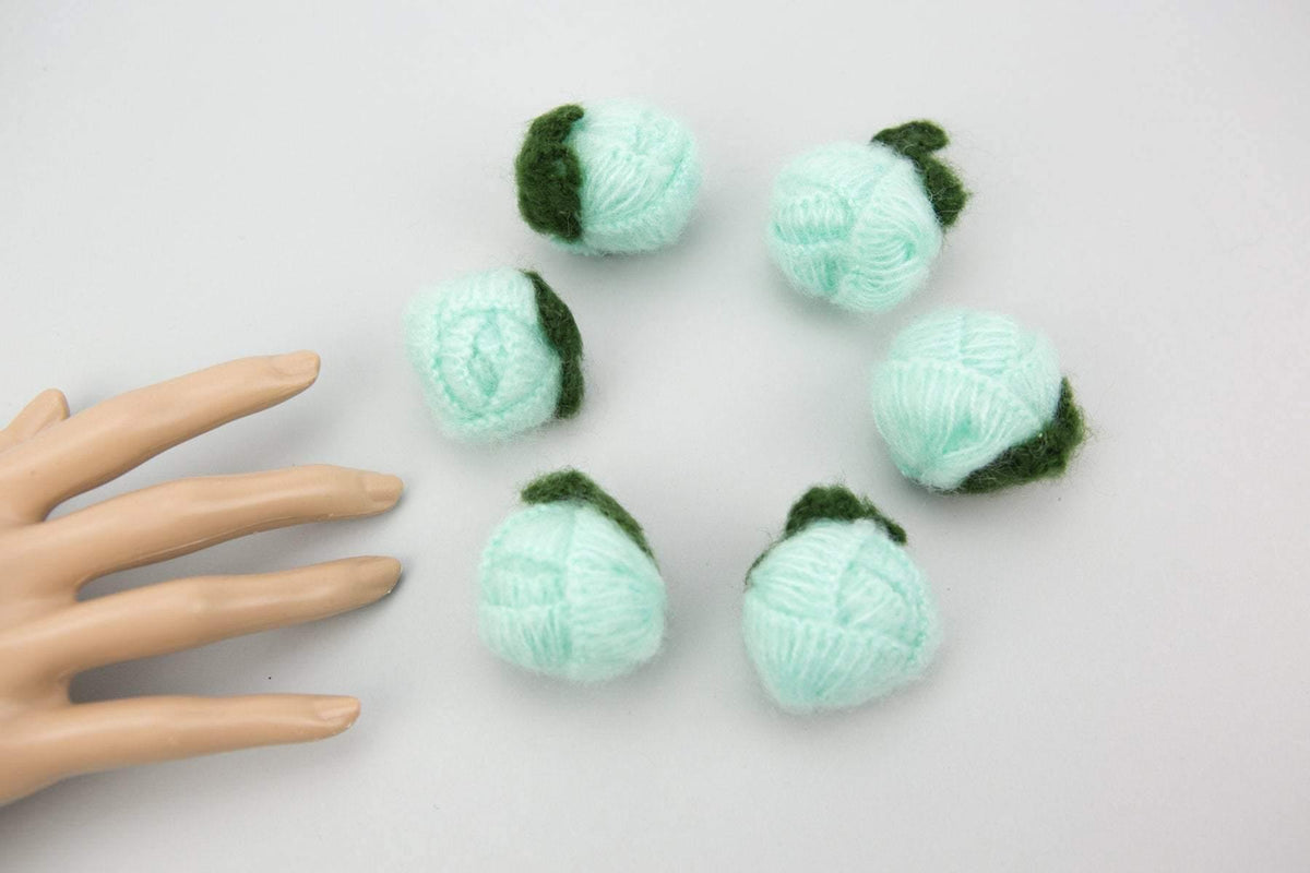 Mint Rounded Flower Knit Crochet 6 Pieces for Newborn Headbands Toddlers Accessories  NTN00006 - Felinus Fabrics