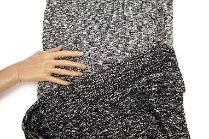 Heather Black and Cream Sweater Terry Knit Fabric Tube by the yard OSK00975R - Felinus Fabrics