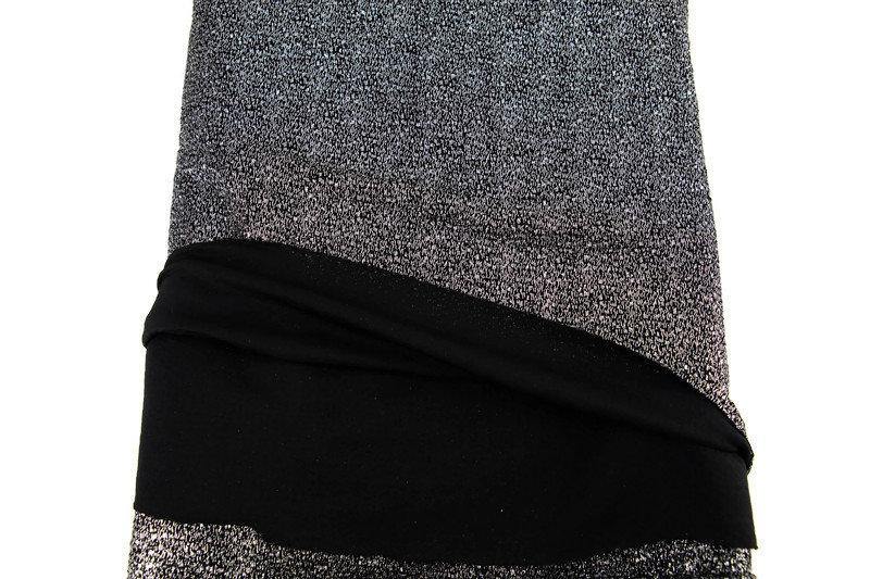 Metallic Silver Black Crinkle Double Face Knit Fabric by the yard PDK00600 - Felinus Fabrics