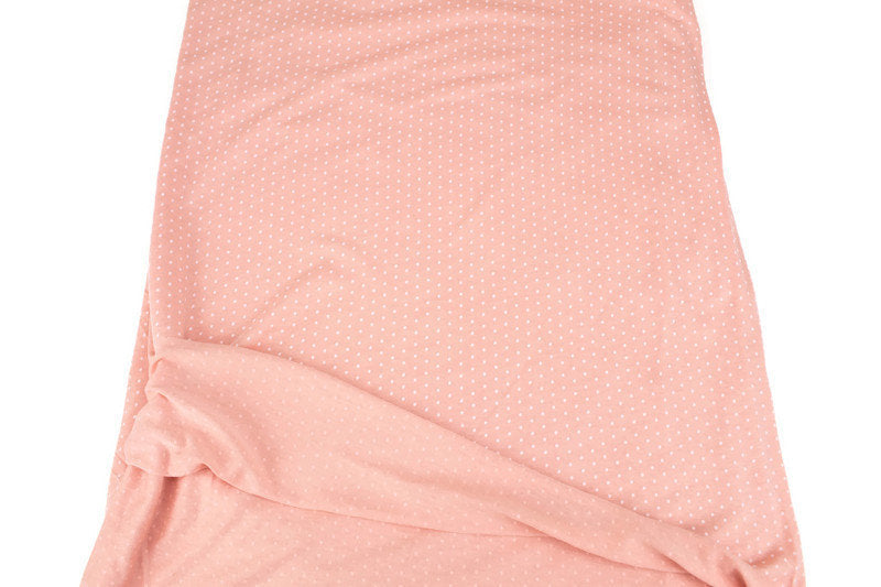 Peach Pink and Off White Mini Polka Dot Knit Jersey Fabric by the yard