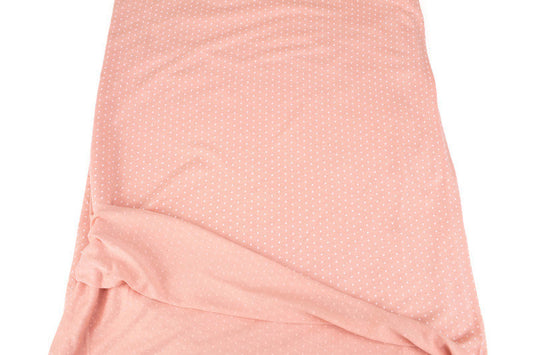Peach Pink and Off White Mini Polka Dot Knit Jersey Fabric by the yard