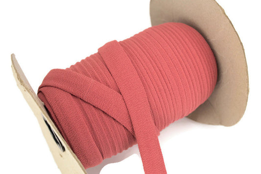 Terra Cotta Blush Crepe Knit Polyester Trim Spaghetti Straps Hollow Tube Tubular Trim Remnant 14 yards