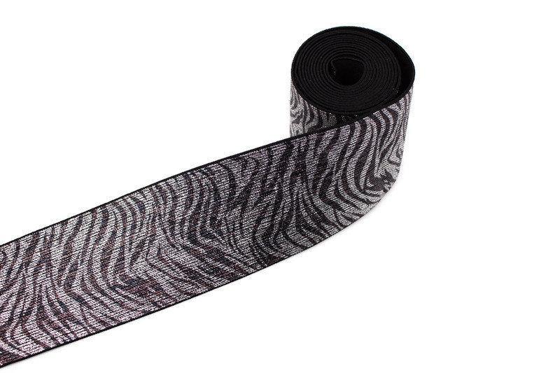Silver and Brown Animal Print Elastic band Elastic Trim 2-7/8 inches width x 2.25 yards ELT00094 - Felinus Fabrics