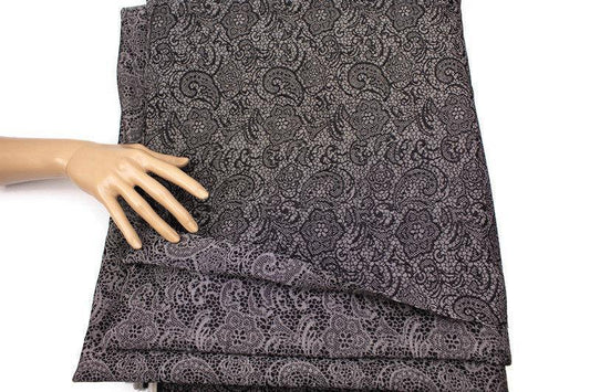 Denim Paisley Damask Woven Fabric by the yard - Felinus Fabrics