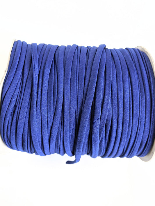 Blue Shiny Polyester Spandex Knit Trim Spaghetti Straps Hollow Tube Tubular Trim 5 yards - Felinus Fabrics