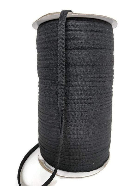 Black Cotton Twill Tape Trim 1/4 inch width 10 yards - Felinus Fabrics