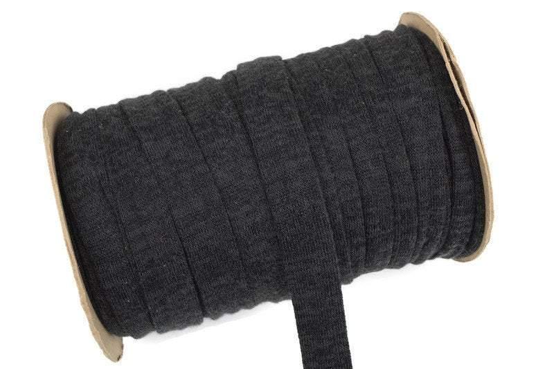 Heather Dark Green Black Sweater Knit Trim Straps Hollow Tube Tubular Trim 1 inch width 5 yards ATN00874 - Felinus Fabrics