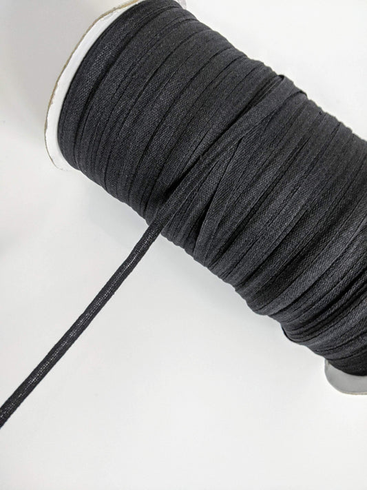 Black Flat Cotton Woven Trim Tape 10 yards ATN00827 - Felinus Fabrics
