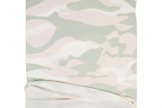 Light Pink and Light Sage Green Camouflage Print Sweater Knit Fabric 1.75 yards - Felinus Fabrics