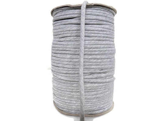 Heather Light Gray Baby French Terry Knit Trim Spaghetti Straps Hollow Tube Tubular Trim 1/4 inch x 10 yards
