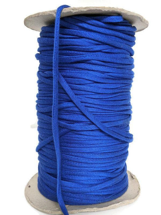 Blue Knit Jersey Spaghetti Strap Trim Hollow Tube Tubular Trim 1/4 inch wide 5 yards - Felinus Fabrics