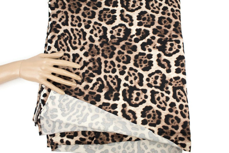 Leopard Print Brushed Poly Knit Fabric 3 yards
