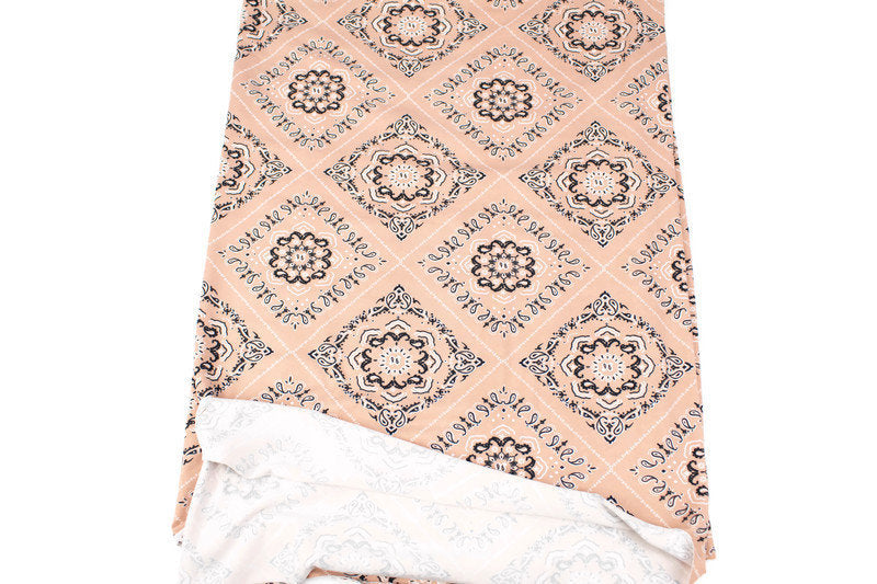 Nude Beige Bandana Print Brushed Poly Fabric by the yard