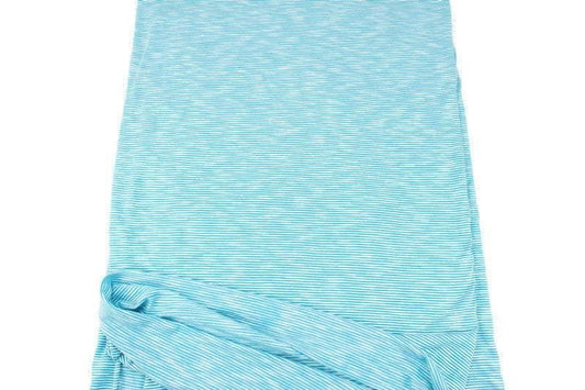 Blue and White Narrow Stripe Knit Jersey Fabric by the yard - Felinus Fabrics