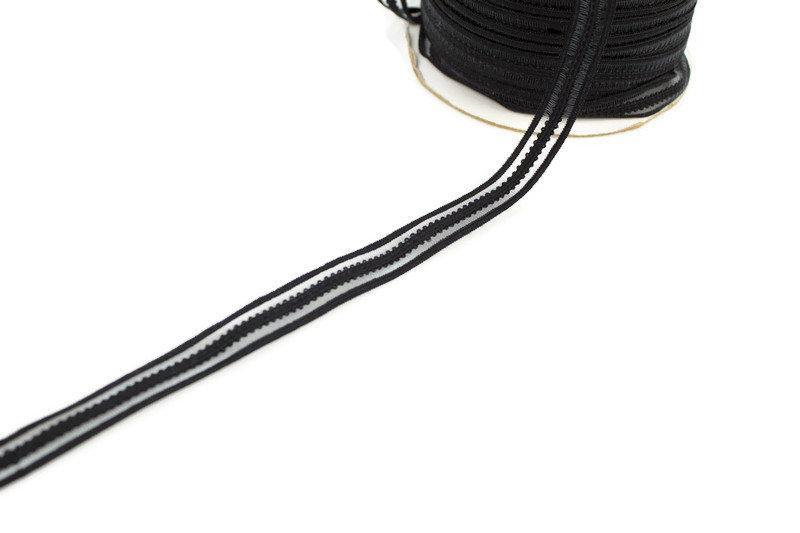 Black Fancy Transparent Stripe Elastic Trim 1/2 inch width x 5 yards ELT00154 - Felinus Fabrics