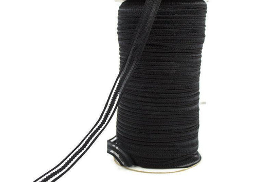 Black Fancy Transparent Stripe Elastic Trim 1/2 inch width x 5 yards ELT00154 - Felinus Fabrics