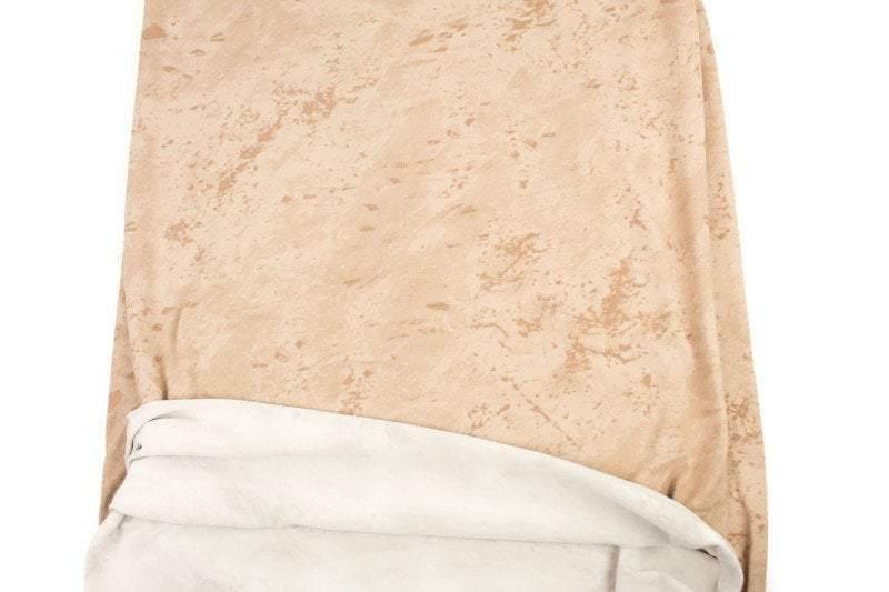Beige Crackled Tie Dye Like Brushed Poly Knit Fabric by the yard IMPERFECT - Felinus Fabrics