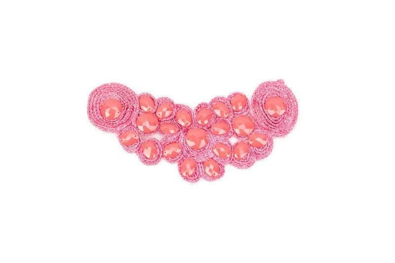 Pink Bead Swirl on Mesh Applique  APP00167 - Felinus Fabrics