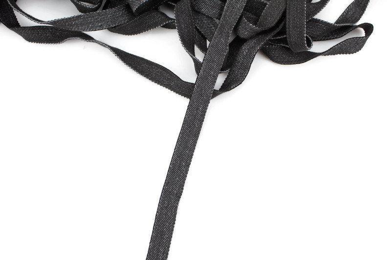 Black Elastic Denim Trim Stretch Denim Trim Elastic Headband two pieces that total 8 yards ELT00168B - Felinus Fabrics
