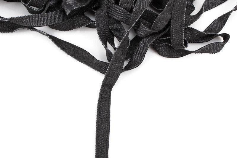 Black Elastic Denim Trim Stretch Denim Trim Elastic Headband two pieces that total 8 yards ELT00168B - Felinus Fabrics