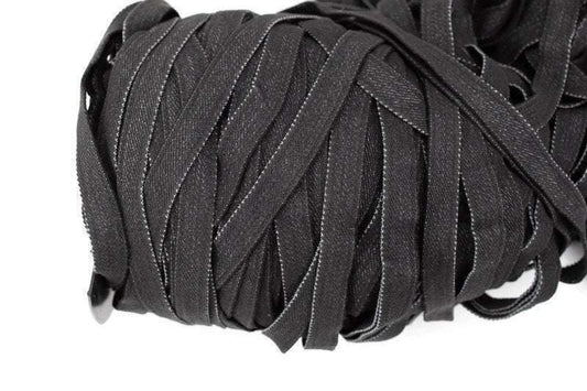Black Elastic Denim Trim Stretch Denim Trim Elastic Headband two pieces that total 8 yards ELT00168B - Felinus Fabrics