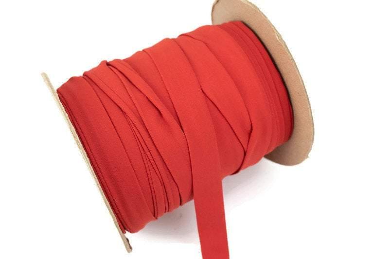 Dark Coral Crepe Chiffon Flat Trim Ribbon Straps Hollow Tube Tubular 5 yards  ATN00936 - Felinus Fabrics