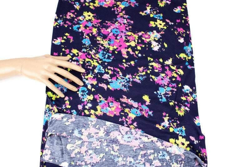 Navy and Pink Multi Abstract Splatter Knit Jersey Fabric by the yard PDK00677R - Felinus Fabrics