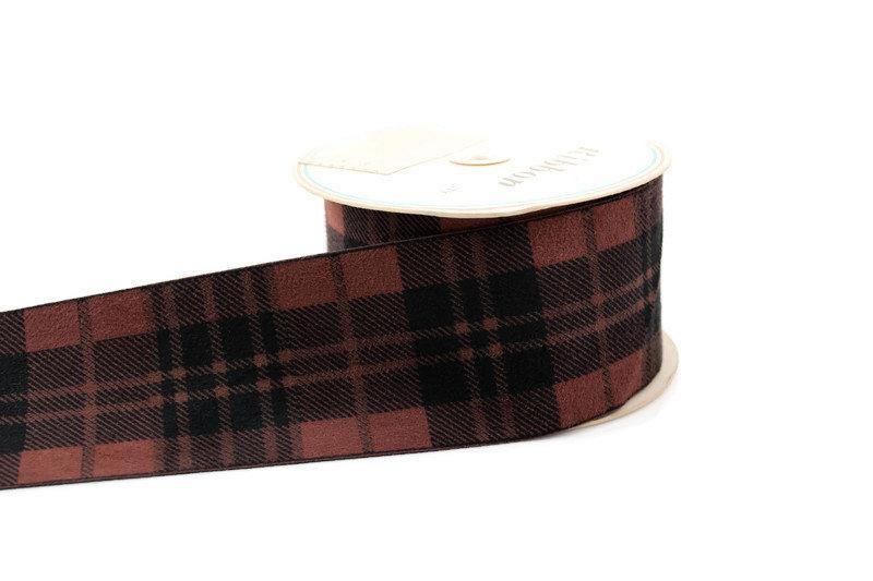 Orange Plaid Micro Suede Trim Mokuba Made in Japan by the yard ATN00957 - Felinus Fabrics
