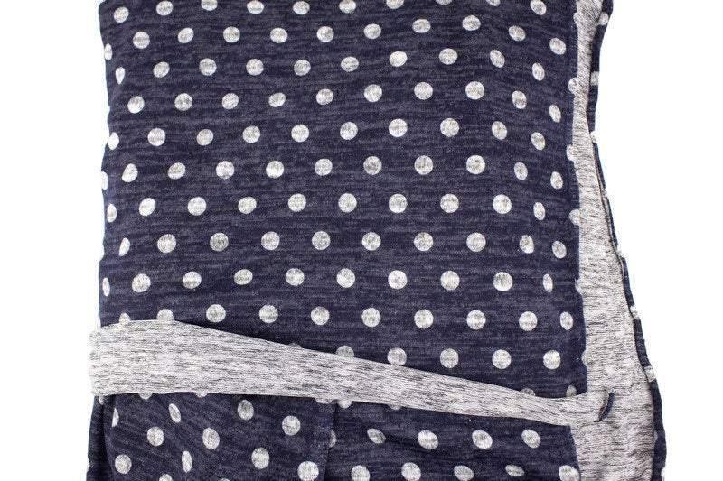 Dark Blue and Heather Gray Polka Dot Brushed Sweater Knit Fabric by the yard OSK01013R - Felinus Fabrics