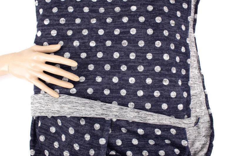 Dark Blue and Heather Gray Polka Dot Brushed Sweater Knit Fabric by the yard OSK01013R - Felinus Fabrics
