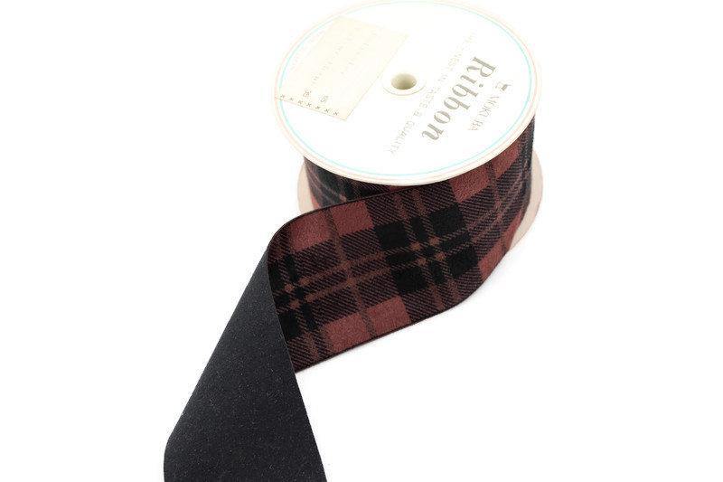 Orange Plaid Micro Suede Trim Mokuba Made in Japan by the yard ATN00957 - Felinus Fabrics