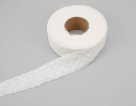 Off White Jacquard Knit Diamond Design Bias Tape 1.25 inches width x 12.5 yards BST00158 - Felinus Fabrics