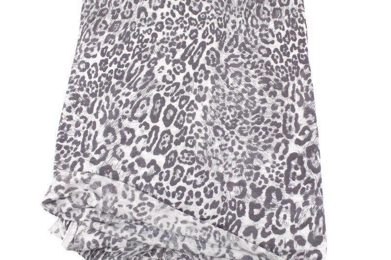 Gray Leopard Print Light Weight Sweater Knit Fabric by the Yard OSK01015R - Felinus Fabrics