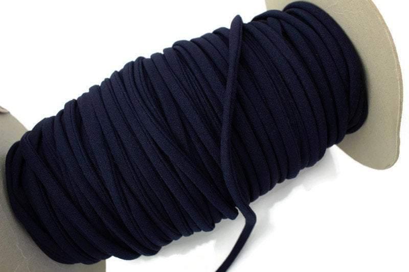 Navy Blue Stretch Crepe Polyester Spandex Knit Trim Spaghetti Straps Hollow Tube Tubular Trim 5 yards  ATN00979 - Felinus Fabrics