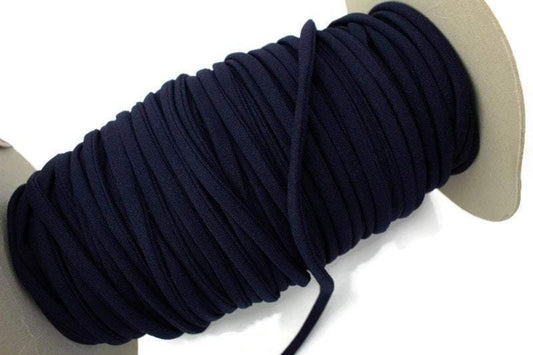 Navy Blue Stretch Crepe Polyester Spandex Knit Trim Spaghetti Straps Hollow Tube Tubular Trim 5 yards  ATN00979 - Felinus Fabrics