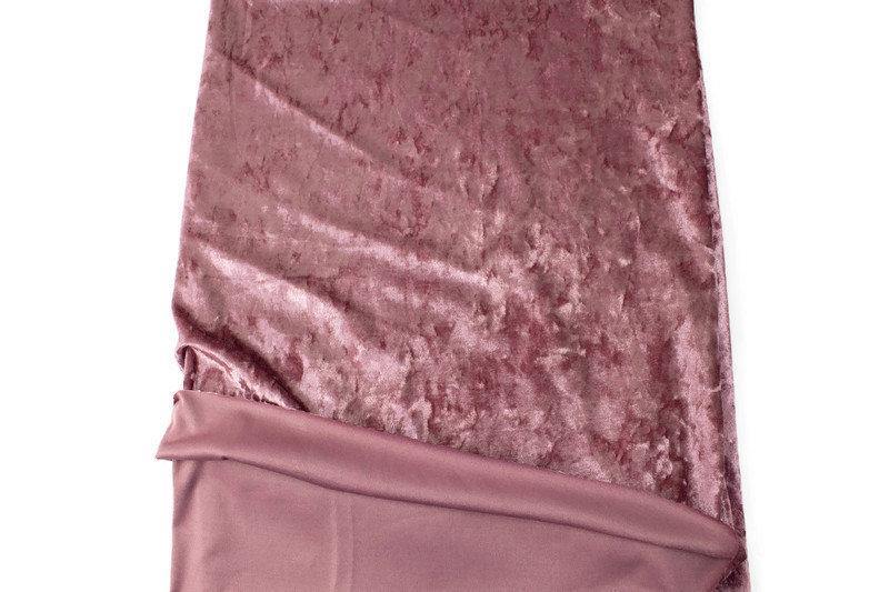 Blush Pink Crushed Stretch Velvet Knit Fabric by the yard - Felinus Fabrics