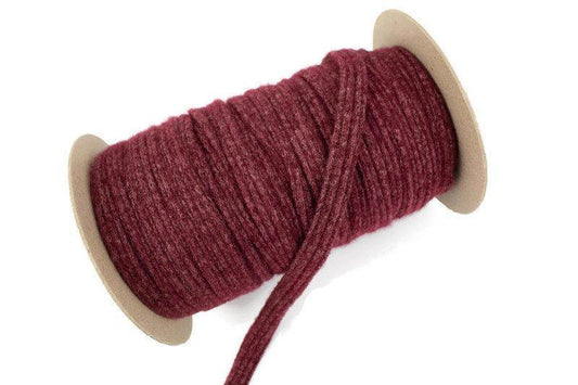 Heather Red Rib Fuzzy Sweater Knit Trim Spaghetti Straps Hollow Tube Tubular Trim 5 yards ATN00987 - Felinus Fabrics