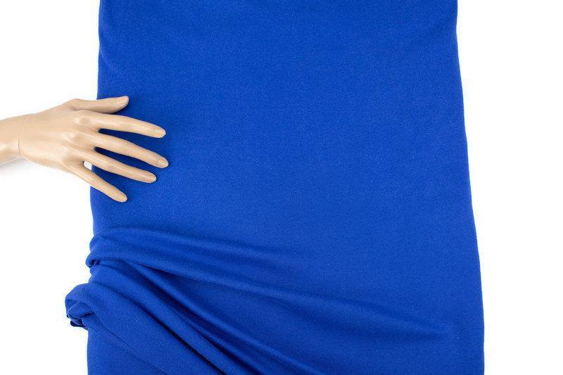 Blue Cotton Spandex Fine Rib Knit Jersey Fabric by the yard - Felinus Fabrics