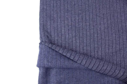 Blue Vertical Stripe French Terry Knit Fabric Brushed Fleece Back 1.25 yards - Felinus Fabrics