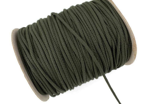 Olive Green Rib Knit Trim Spaghetti Straps Hollow Tube Tubular Trim 5 yards ATN00982 - Felinus Fabrics