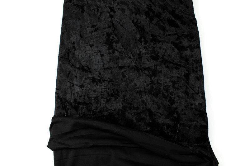 Black Crushed Stretch Velvet Knit Fabric by the yard - Felinus Fabrics