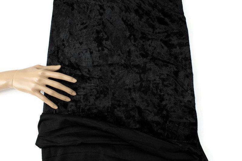 Black Crushed Stretch Velvet Knit Fabric by the yard - Felinus Fabrics