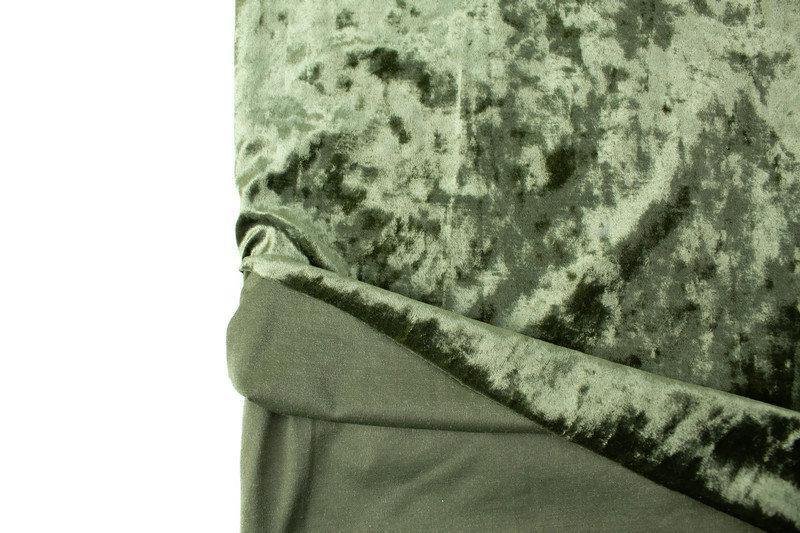 Olive Green Crushed Stretch Velvet Knit Fabric by the yard ATK00467R - Felinus Fabrics