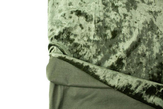 Olive Green Crushed Stretch Velvet Knit Fabric by the yard ATK00467R - Felinus Fabrics
