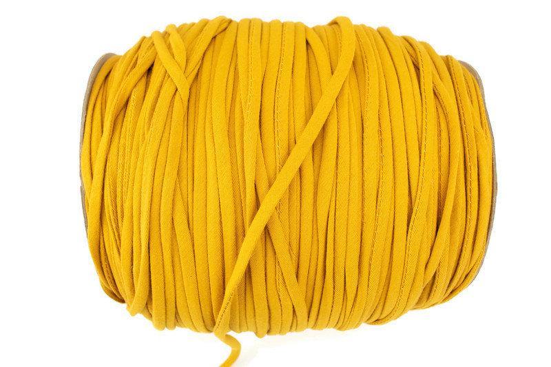 Mustard Yellow Knit Jersey Spaghetti Strap Trim Hollow Tube Tubular Trim 1/4 inch width 5 yards ATN00985 - Felinus Fabrics