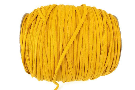 Mustard Yellow Knit Jersey Spaghetti Strap Trim Hollow Tube Tubular Trim 1/4 inch width 5 yards ATN00985 - Felinus Fabrics