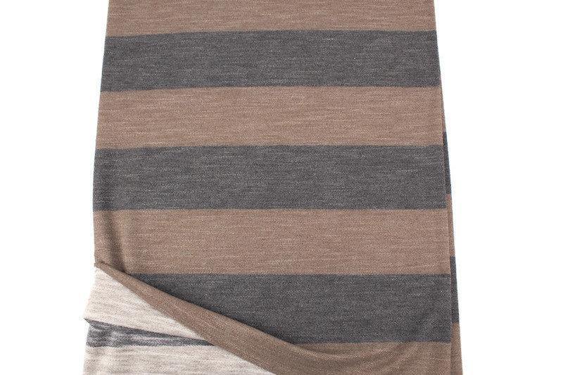 Heather Brown Wide Stripe Baby French Terry Knit Fabric by the yard FTK00795R - Felinus Fabrics